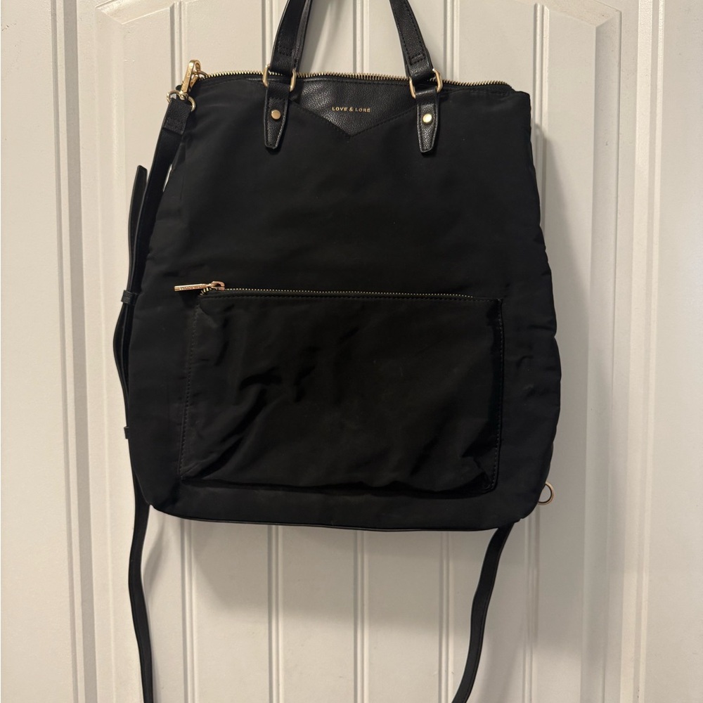 Love Black Tote with Gold Details